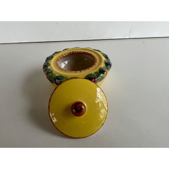 Vtg BITOSSI Italy Della Robbia Coffee Set Cups Saucers Sugar Hand Painted Yellow - Picture 6 of 16